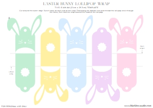 EAS-WHT-6-B3506 - EASTER - WHITE - BUNNY LOLLIPOP TAG - A4: EAS-WHT-6-B3506 - EASTER - WHITE - BUNNY LOLLIPOP TAG