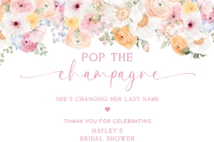 MIL-WHT-6-B3290 - MILLIE - WHITE - POP THE CHAMPAGNE - MINI BOTTLE LABEL - 3" x 4.5": MIL-WHT-6-B3290 - MILLIE - WHITE - POP THE CHAMPAGNE TAG