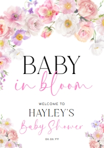 ELO-WHT-3-B3542 - ELOISE - WHITE - BABY IN BLOOM WELCOME SIGN - A1: ELO-WHT-3-B3542 - ELOISE - WHITE - BABY IN BLOOM WELCOME SIGN
