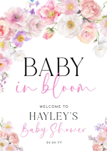 ELO-WHT-3-B3542 - ELOISE - WHITE - BABY IN BLOOM WELCOME SIGN - A2: ELO-WHT-3-B3542 - ELOISE - WHITE - BABY IN BLOOM WELCOME SIGN