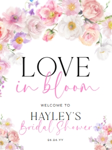 ELO-WHT-3-B3543 - ELOISE - WHITE - LOVE IN BLOOM WELCOME SIGN - 18" x 24": ELO-WHT-3-B3543 - ELOISE - WHITE - LOVE IN BLOOM WELCOME SIGN