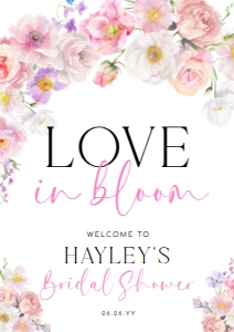 ELO-WHT-3-B3543 - ELOISE - WHITE - LOVE IN BLOOM WELCOME SIGN - A2: ELO-WHT-3-B3543 - ELOISE - WHITE - LOVE IN BLOOM WELCOME SIGN