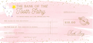 WAT-PKG-14-B3551 - WATERCOLOUR PINK GOLD - TOOTH FAIRY CHEQUE - DL: WAT-PKG-14-B3551 - WATERCOLOUR PINK GOLD - TOOTH FAIRY CHEQUE