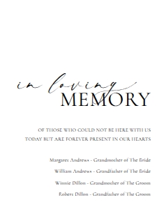 ELE-WHT-7-B2921 - ELLESMERE - WHITE - IN LOVING MEMORY SIGN - 18" x 24": ELE-WHT-7-B2921 - ELLESMERE - WHITE - IN LOVING MEMORY SIGN