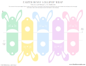 EAS-WHT-6-B3506 - EASTER - WHITE - BUNNY LOLLIPOP TAG - LETTER: EAS-WHT-6-B3506 - EASTER - WHITE - BUNNY LOLLIPOP TAG