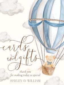BER-BLU-7-B3556 - BEARLY WAIT - BLUE - CARDS AND GIFTS SIGN - 18" x 24": BER-BLU-7-B3556 - BEARLY WAIT - BLUE - CARDS AND GIFTS SIGN