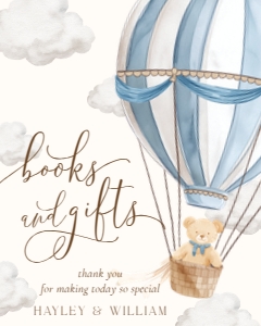 BER-BLU-7-B3557 - BEARLY WAIT - BLUE - BOOKS AND GIFTS SIGN - 8" x 10": BER-BLU-7-B3557 - BEARLY WAIT - BLUE - BOOKS AND GIFTS SIGN