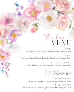 ELO-WHT-12-B3571 - ELOISE - WHITE - BAR MENU - 8" x 10": ELO-WHT-12-B3571 - ELOISE - WHITE - BAR MENU