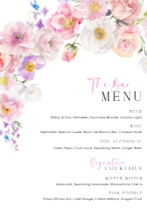 ELO-WHT-12-B3571 - ELOISE - WHITE - BAR MENU - A5: ELO-WHT-12-B3571 - ELOISE - WHITE - BAR MENU