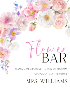 ELO-WHT-7-B3572 - ELOISE - WHITE - FLOWER BAR SIGN - 8" x 10": ELO-WHT-7-B3572 - ELOISE - WHITE - FLOWER BAR SIGN AND TAG