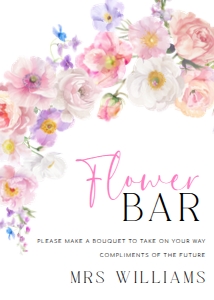 ELO-WHT-7-B3572 - ELOISE - WHITE - FLOWER BAR SIGN - 5" x 7": ELO-WHT-7-B3572 - ELOISE - WHITE - FLOWER BAR SIGN AND TAG