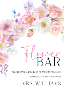 ELO-WHT-7-B3572 - ELOISE - WHITE - FLOWER BAR SIGN - A4: ELO-WHT-7-B3572 - ELOISE - WHITE - FLOWER BAR SIGN AND TAG