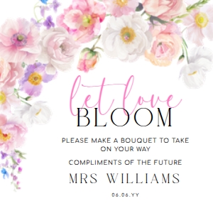 ELO-WHT-6-B3572 - ELOISE - WHITE - FLOWER BAR TAG - 2.5" x 2.5": ELO-WHT-7-B3638 - ELOISE - WHITE - BOUQUET BAR SIGN