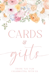 MIL-WHT-7-B3114 - MILLIE FLORAL - WHITE - CARDS AND GIFTS SIGN - 11" x 17": MIL-WHT-7-B3114 - MILLIE FLORAL - WHITE - CARDS AND GIFTS SIGN