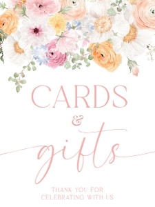 MIL-WHT-7-B3114 - MILLIE FLORAL - WHITE - CARDS AND GIFTS SIGN - 18" x 24": MIL-WHT-7-B3114 - MILLIE FLORAL - WHITE - CARDS AND GIFTS SIGN