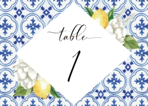 MED-BLU-9-B531 - THE MED - LEMONS - TABLE NUMBERS - LANDSCAPE - 5" x 7": MED-BLU-9-B531 - THE MED - LEMONS - TABLE NUMBERS