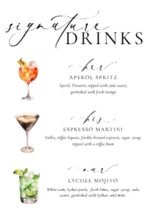 ELE-WHT-7-B3606 - ELLESMERE - WHITE - HIS, HER, OUR SIGNATURE DRINKS SIGN - A4: ELE-WHT-7-B3606 - ELLESMERE - WHITE - HIS, HER, OUR SIGNATURE DRINKS SIGN