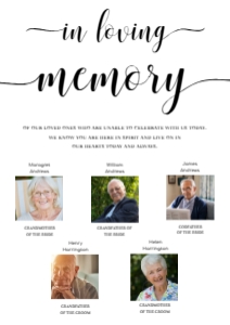 LEY-WHT-7-B1973 - LEYTON SCRIPT - WHITE - IN LOVING MEMORY PHOTO SIGN - PORTRAIT - A3: LEY-WHT-7-B1973 - LEYTON SCRIPT - WHITE - IN LOVING MEMORY PHOTO SIGN