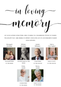 LEY-WHT-7-B1973 - LEYTON SCRIPT - WHITE - IN LOVING MEMORY PHOTO SIGN - PORTRAIT - 6 PHOTOS - A4: LEY-WHT-7-B1973 - LEYTON SCRIPT - WHITE - IN LOVING MEMORY PHOTO SIGN