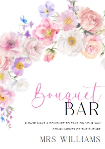 ELO-WHT-7-B3638 - ELOISE - WHITE - BOUQUET BAR SIGN - A4: ELO-WHT-7-B3638 - ELOISE - WHITE - BOUQUET BAR SIGN