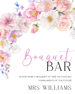 ELO-WHT-7-B3638 - ELOISE - WHITE - BOUQUET BAR SIGN - 8" x 10": ELO-WHT-7-B3638 - ELOISE - WHITE - BOUQUET BAR SIGN