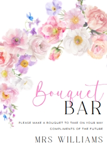 ELO-WHT-7-B3638 - ELOISE - WHITE - BOUQUET BAR SIGN - 5" x 7": ELO-WHT-7-B3638 - ELOISE - WHITE - BOUQUET BAR SIGN