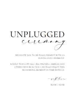 ELE-WHT-7-B3644 - ELLESMERE - WHITE - UNPLUGGED CEREMONY SIGN - 18" x 24": ELE-WHT-7-B3644 - ELLESMERE - WHITE - UNPLUGGED CEREMONY SIGN