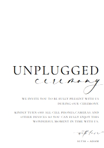 ELE-WHT-7-B3644 - ELLESMERE - WHITE - UNPLUGGED CEREMONY SIGN - A4: ELE-WHT-7-B3644 - ELLESMERE - WHITE - UNPLUGGED CEREMONY SIGN