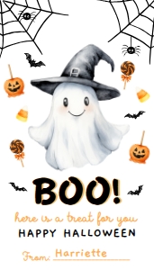HAL-MLT-6-B3666 - HALLOWEEN - MULTI - BOO GHOST TAG - 2" x 3.5": HAL-MLT-6-B3666 - HALLOWEEN - MULTI - BOO GHOST TAG