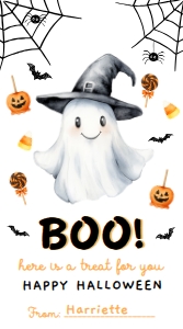 HAL-MLT-6-B3666 - HALLOWEEN - MULTI - BOO GHOST TAG - 5cm x 9cm: HAL-MLT-6-B3666 - HALLOWEEN - MULTI - BOO GHOST TAG