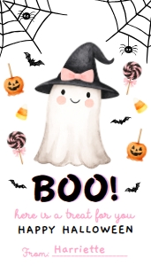 HAL-PNK-6-B3667 - HALLOWEEN - MULTI - BOO GHOST LOLLIPOP TAG - 2" x 3.5": HAL-PNK-6-B3667 - HALLOWEEN - MULTI - BOO GHOST LOLLIPOP TAG