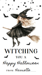 HAL-BLK-6-B3668 - HALLOWEEN - BLACK - WITCHING TAG - 2" x 3.5": HAL-BLK-6-B3668 - HALLOWEEN - BLACK - WITCHING TAG