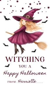 HAL-PUR-6-B3668 - HALLOWEEN - PURPLE - WITCHING TAG - 2" x 3.5": HAL-PUR-6-B3668 - HALLOWEEN - PURPLE - WITCHING TAG