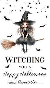 HAL-BLK-6-B3671 - HALLOWEEN - BLACK - WITCHING TAG - 2" x 3.5": HAL-BLK-6-B3671 - HALLOWEEN - BLACK - WITCHING TAG
