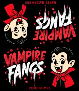 HAL-BLK-6-B3680 - HALLOWEEN - BLACK - VAMPIRE FANGS BAG TOPPER - 3.5" x 4": HAL-BLK-6-B3680 - HALLOWEEN - BLACK - VAMPIRE FANGS BAG TOPPER