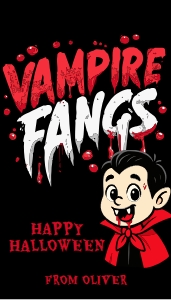 HAL-BLK-6-B3684 - HALLOWEEN - BLACK - VAMPIRE FANGS TAG - 2" x 3.5": HAL-BLK-6-B3684 - HALLOWEEN - BLACK - VAMPIRE FANGS TAG