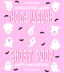 HAL-PNK-6-B3682 - HALLOWEEN - PINK - GHOST POOP BAG TOPPER - 3.5" x 4": HAL-PNK-6-B3682 - HALLOWEEN - PINK - GHOST POOP BAG TOPPER