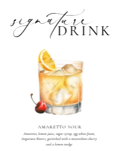ELE-WHT-7-B3261 - ELLESMERE - WHITE - SIGNATURE DRINK SIGN - 11" x 14": ELE-WHT-7-B3261 - ELLESMERE - WHITE - SIGNATURE DRINK SIGN