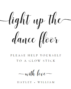 LEY-WHT-7-B3692 - LEYTON - WHITE - GLOW STICK SIGN - 8" x 10": LEY-WHT-7-B3692 - LEYTON - WHITE - GLOW STICK SIGN