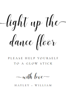 LEY-WHT-7-B3692 - LEYTON - WHITE - GLOW STICK SIGN - 5" x 7": LEY-WHT-7-B3692 - LEYTON - WHITE - GLOW STICK SIGN