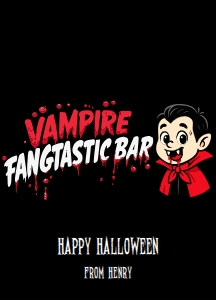 HAL-BLK-6-B3696 - HALLOWEEN - BLACK - VAMPIRE FANGTASTIC BAR CHOCOLATE WRAPPER - 9cm x 12.5cm: HAL-BLK-6-B3696 - HALLOWEEN - BLACK - VAMPIRE FANGTASTIC BAR CHOCOLATE WRAPPER