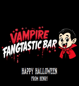 HAL-BLK-6-B3696 - HALLOWEEN - BLACK - VAMPIRE FANGTASTIC BAR CHOCOLATE WRAPPER - 5.5" x 6": HAL-BLK-6-B3696 - HALLOWEEN - BLACK - VAMPIRE FANGTASTIC BAR CHOCOLATE WRAPPER