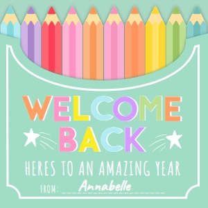 PEN-MNT-6-B3705 - PENCIL - MINT - WELCOME BACK TO SCHOOL TAG - 2" x 2": PEN-MNT-6-B3705 - PENCIL - MINT - WELCOME BACK TO SCHOOL TAG