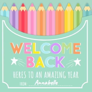 PEN-MNT-6-B3705 - PENCIL - MINT - WELCOME BACK TO SCHOOL TAG - 2.5" x 2.5": PEN-MNT-6-B3705 - PENCIL - MINT - WELCOME BACK TO SCHOOL TAG