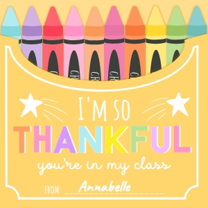 PEN-MLT-6-B3702 - PENCIL - MULTI - THANKFUL YOU'RE IN MY CLASS TAG - 2.5" x 2.5": PEN-MLT-6-B3702 - PENCIL - MULTI - THANKFUL YOU'RE IN MY CLASS TAG