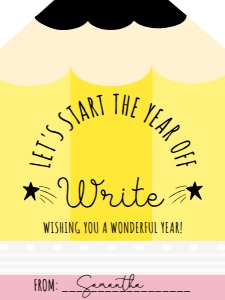 PNC-YEL-6-B3365 - PENCIL - YELLOW - START THE YEAR WRITE TAG - 3" x 4": PNC-YEL-6-B3365 - PENCIL - YELLOW - START THE YEAR WRITE TAG