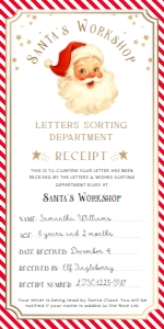 SAW-RED-24-B3720 - SANTAS WORKSHOP - RED - LETTER TO SANTA RECEIPT - 4" x 8": SAW-RED-24-B3720 - SANTAS WORKSHOP - RED - LETTER TO SANTA RECEIPT
