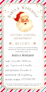 SAW-PMT-24-B3720 - SANTAS WORKSHOP - PINK RED GREEN - LETTER TO SANTA RECEIPT - 4" x 8": SAW-PMT-24-B3720 - SANTAS WORKSHOP - PINK RED GREEN - LETTER TO SANTA RECEIPT