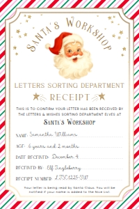 SAW-PMT-24-B3720 - SANTAS WORKSHOP - PINK RED GREEN - LETTER TO SANTA RECEIPT - 4" x 6": SAW-PMT-24-B3720 - SANTAS WORKSHOP - PINK RED GREEN - LETTER TO SANTA RECEIPT