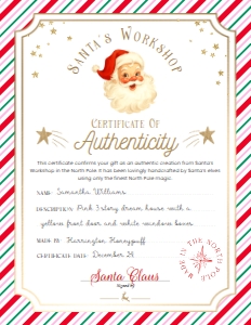 SAW-PMT-24-B3723 - SANTAS WORKSHOP - PINK MULTI -TOY FACTORY CERTIFICATE - 8.5" x 11": SAW-PMT-24-B3723 - SANTAS WORKSHOP - PINK MULTI -TOY FACTORY CERTIFICATE